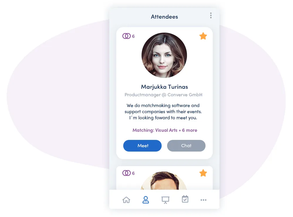 mobile converve app showing which event attendees you can meet