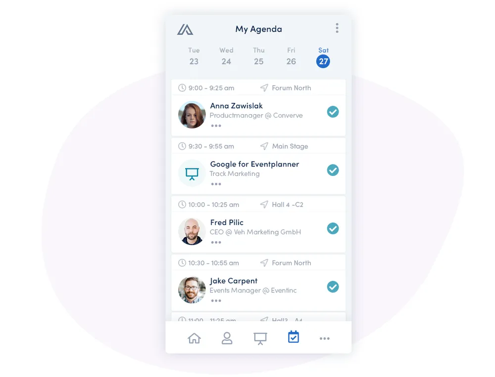 registering for event talks in the app