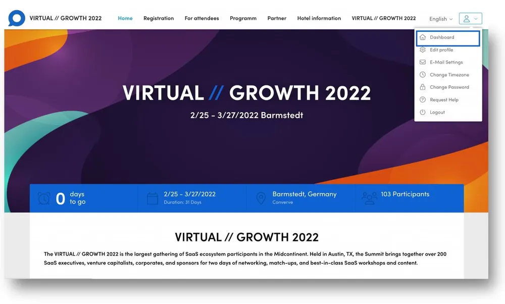 event landing page example