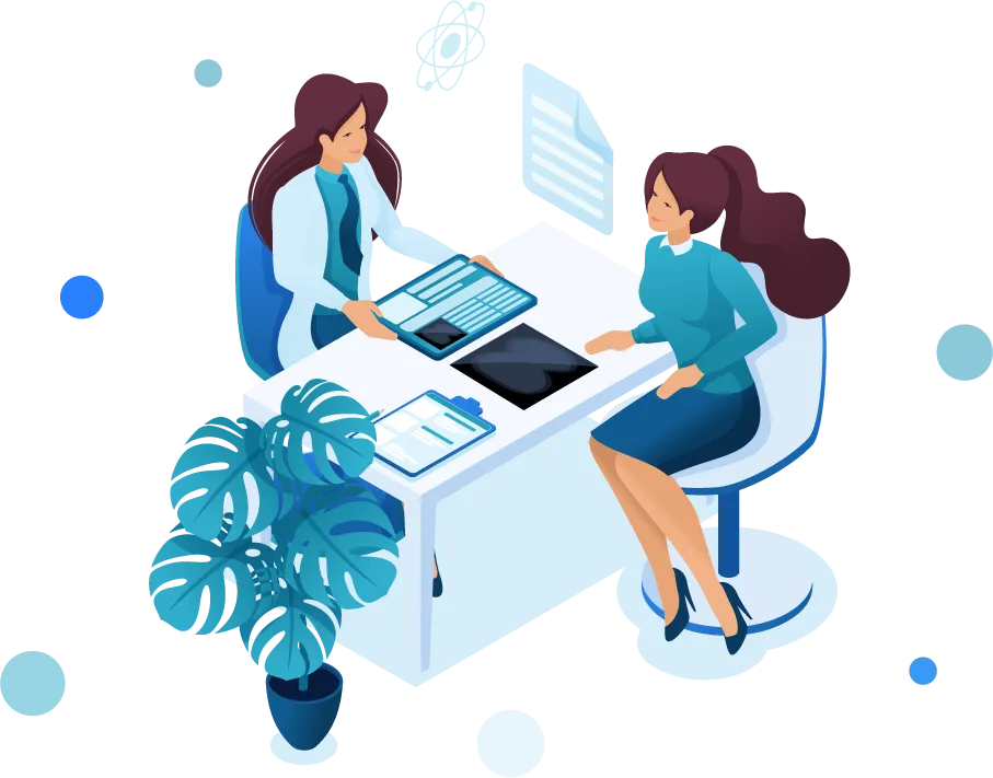 A healthcare professional in conversation with a doctor