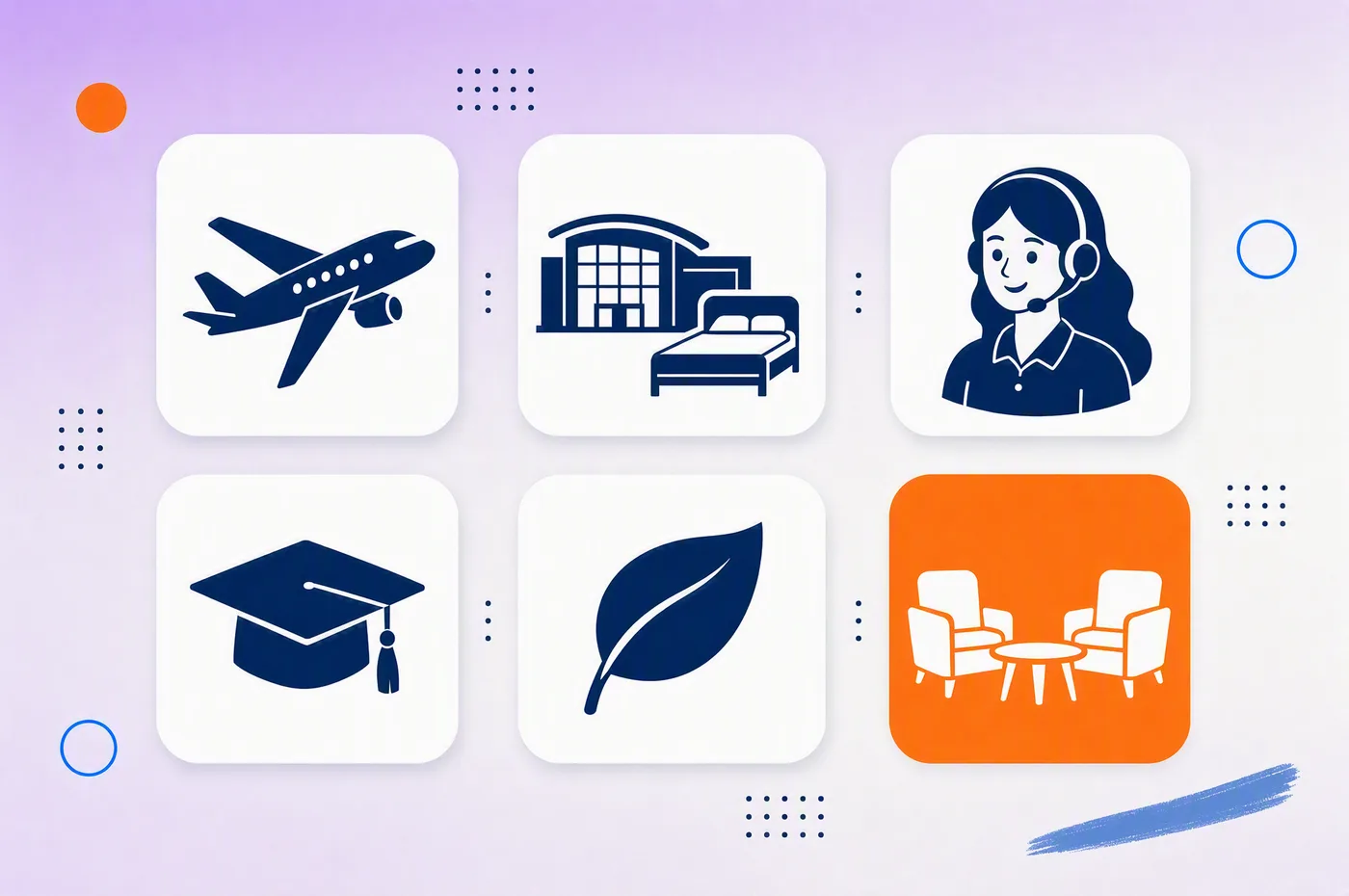 The six criteria of a MICE destination as icon tiles: air access, venue and hotel capacity, a convention bureau as single point of contact, knowledge economy, sustainability, and structured one-to-one meetings