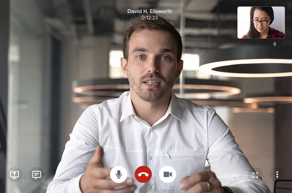 Video meeting with a young man