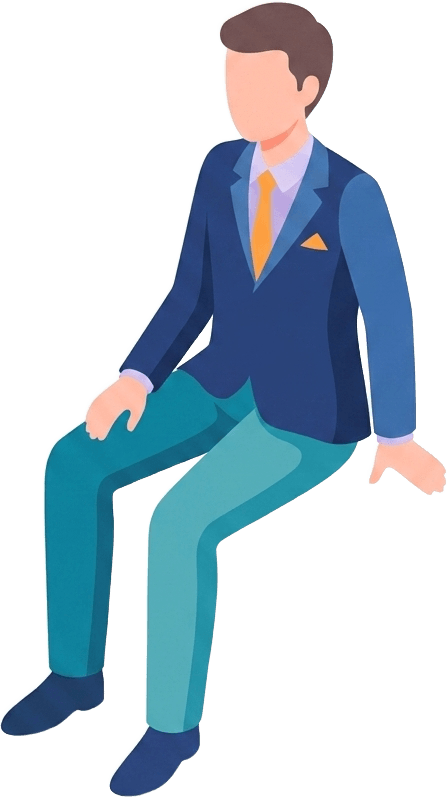 Illustrierte Person, die auf der MyMatch-Karte sitzt.