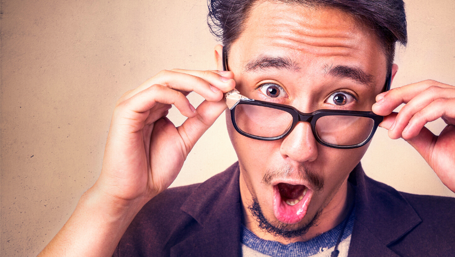 Excited man with glasses