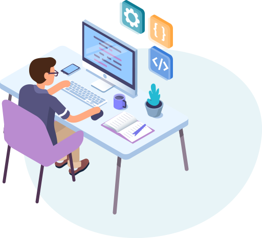 features-website-dev Illustration eines Programmierers