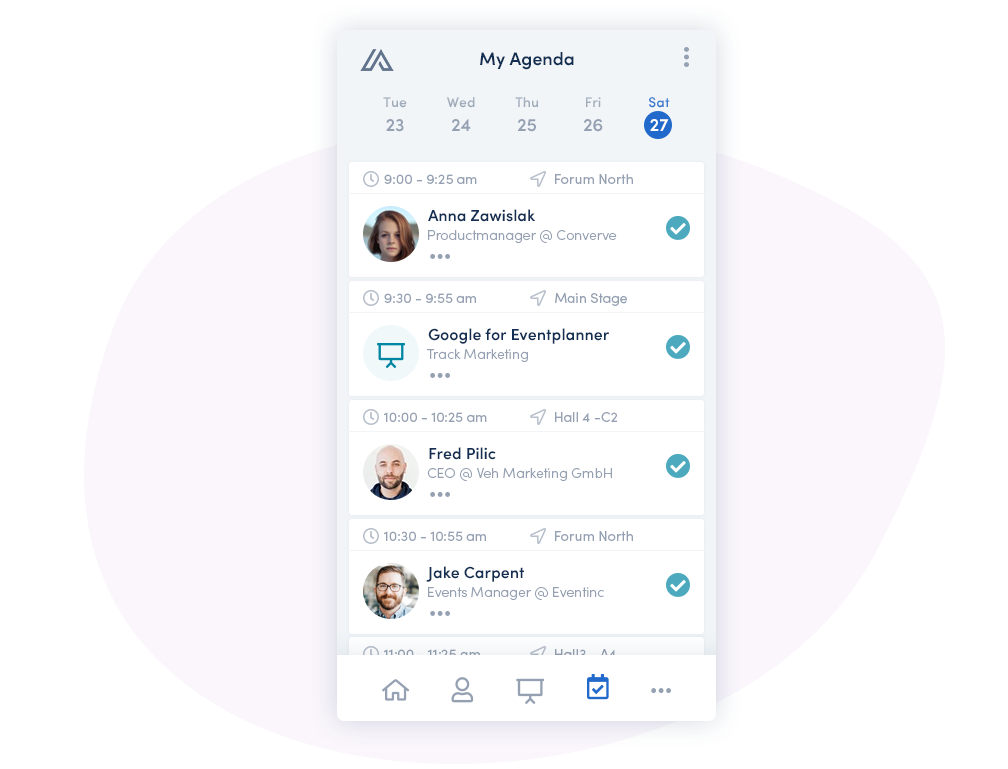 event agenda inside the converve app  