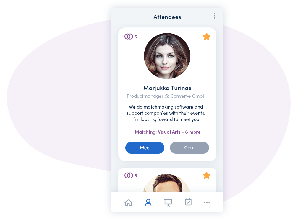 mobile converve app showing which event attendees you can meet