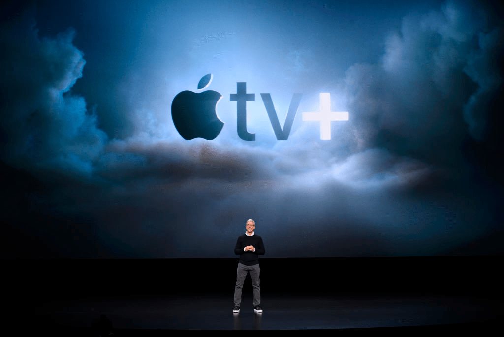keynote speach by apples ceo introducing the apple tv+