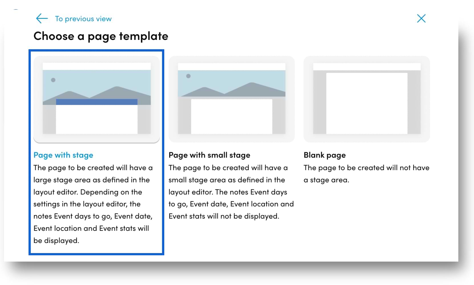 choose between three landing page templates