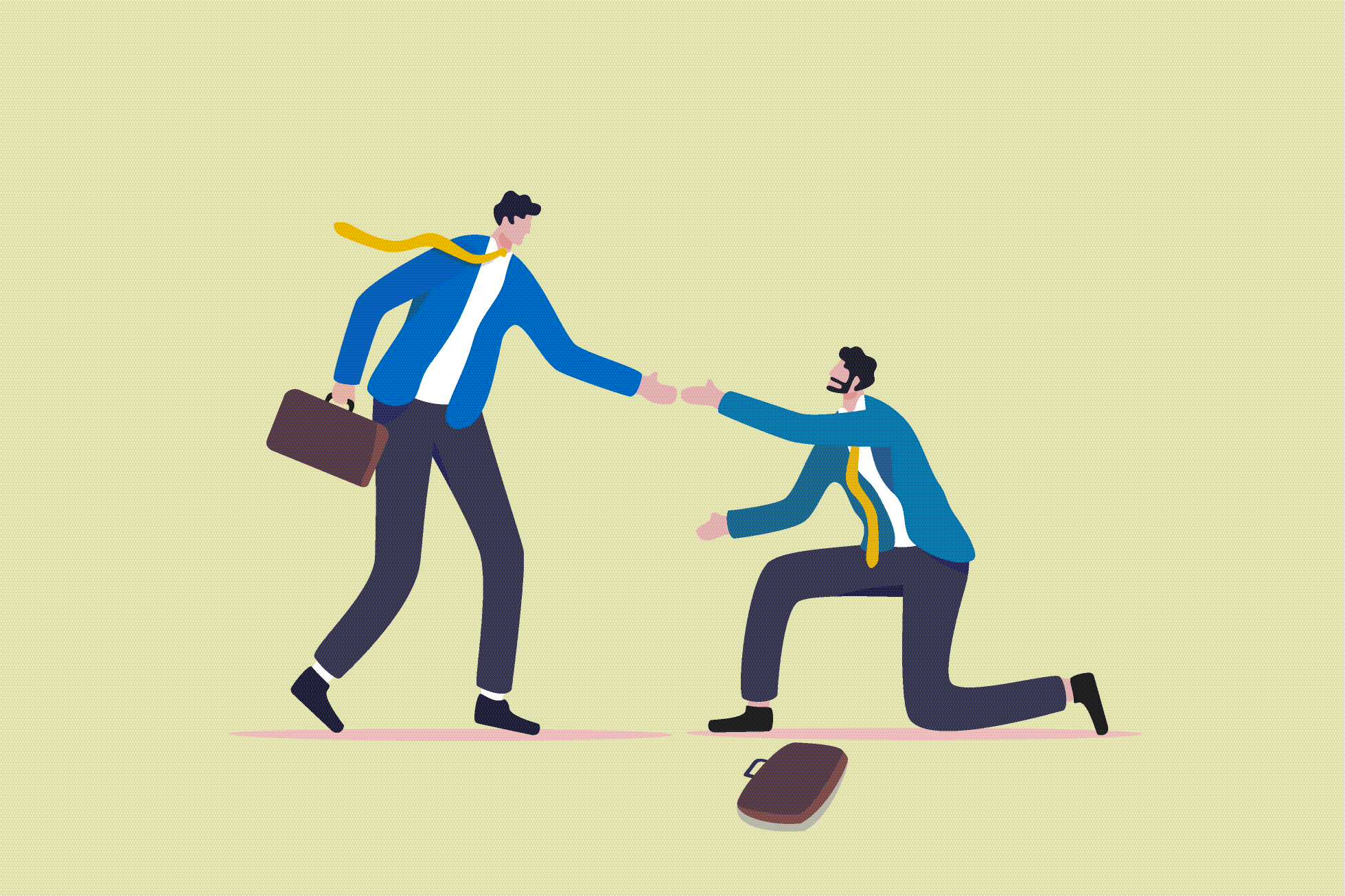 business man helping another man to get up