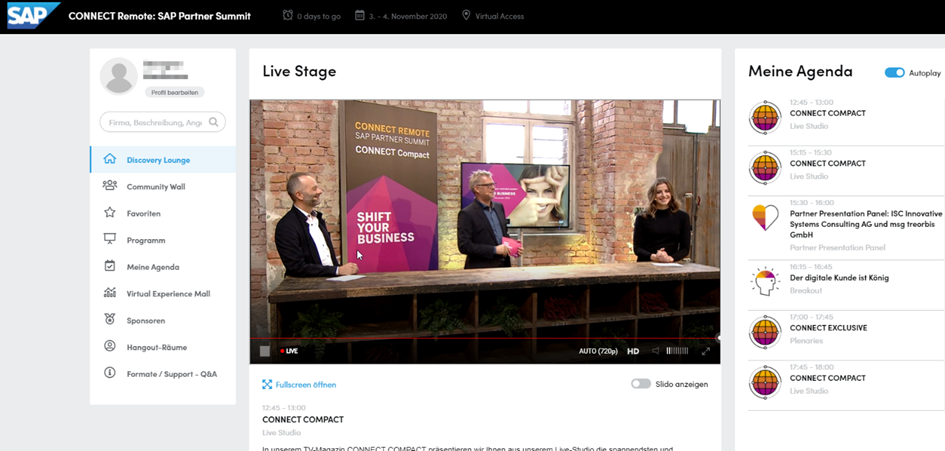 sap connect converve dashboard live stage